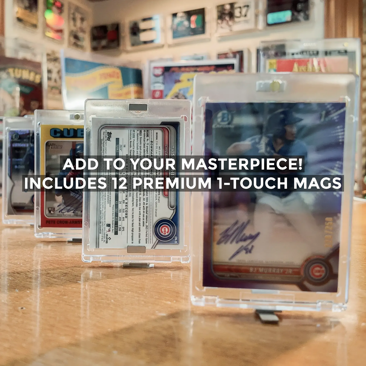 FlexDeez One-Touch card case holding autographed baseball card at angle
