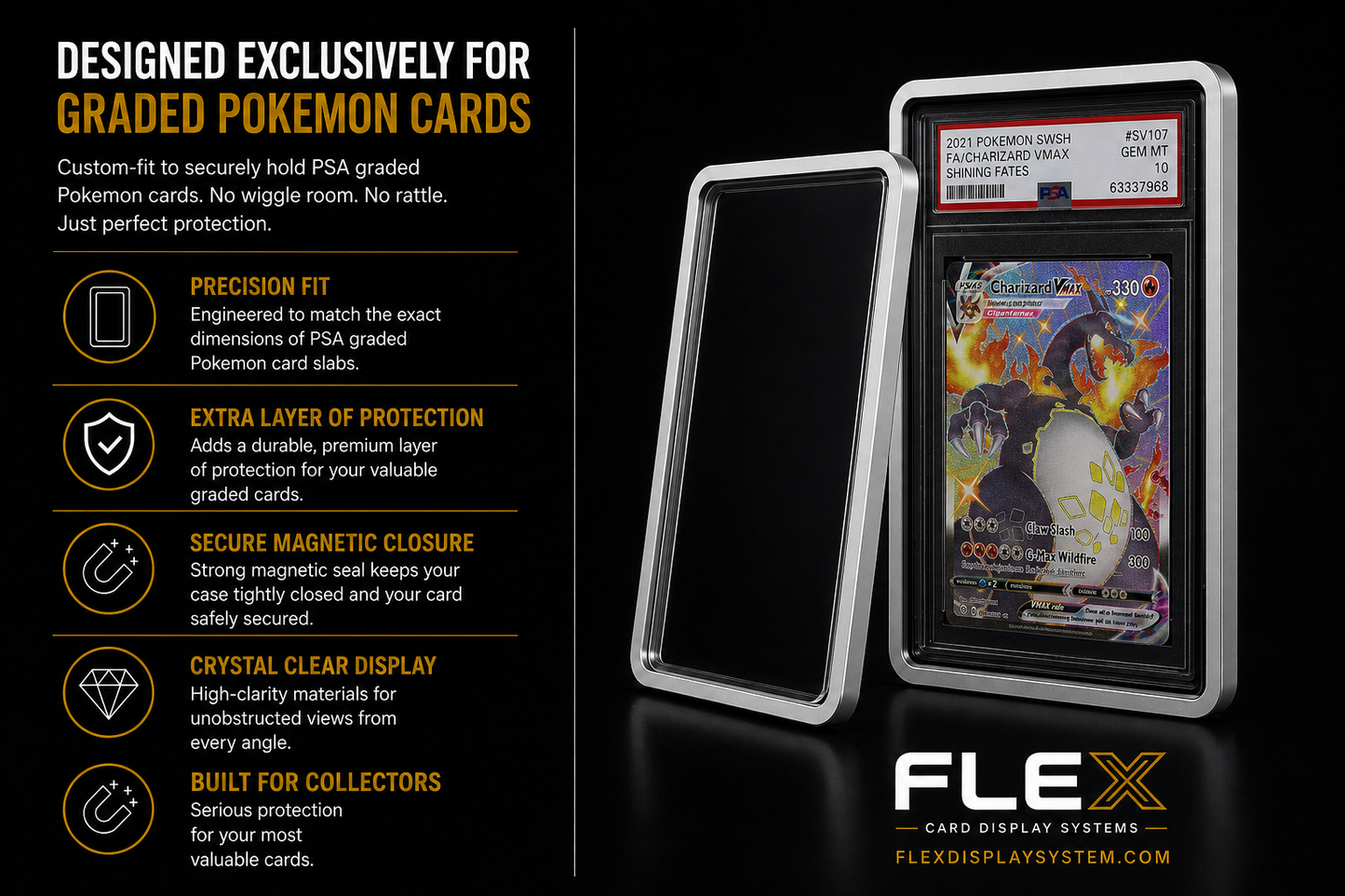 FlexDisplay Graded Pokémon Card Display System (6 Displays)