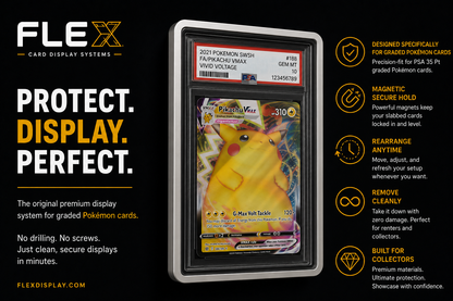 FlexDisplay Graded Pokémon Card Display System (6 Displays)