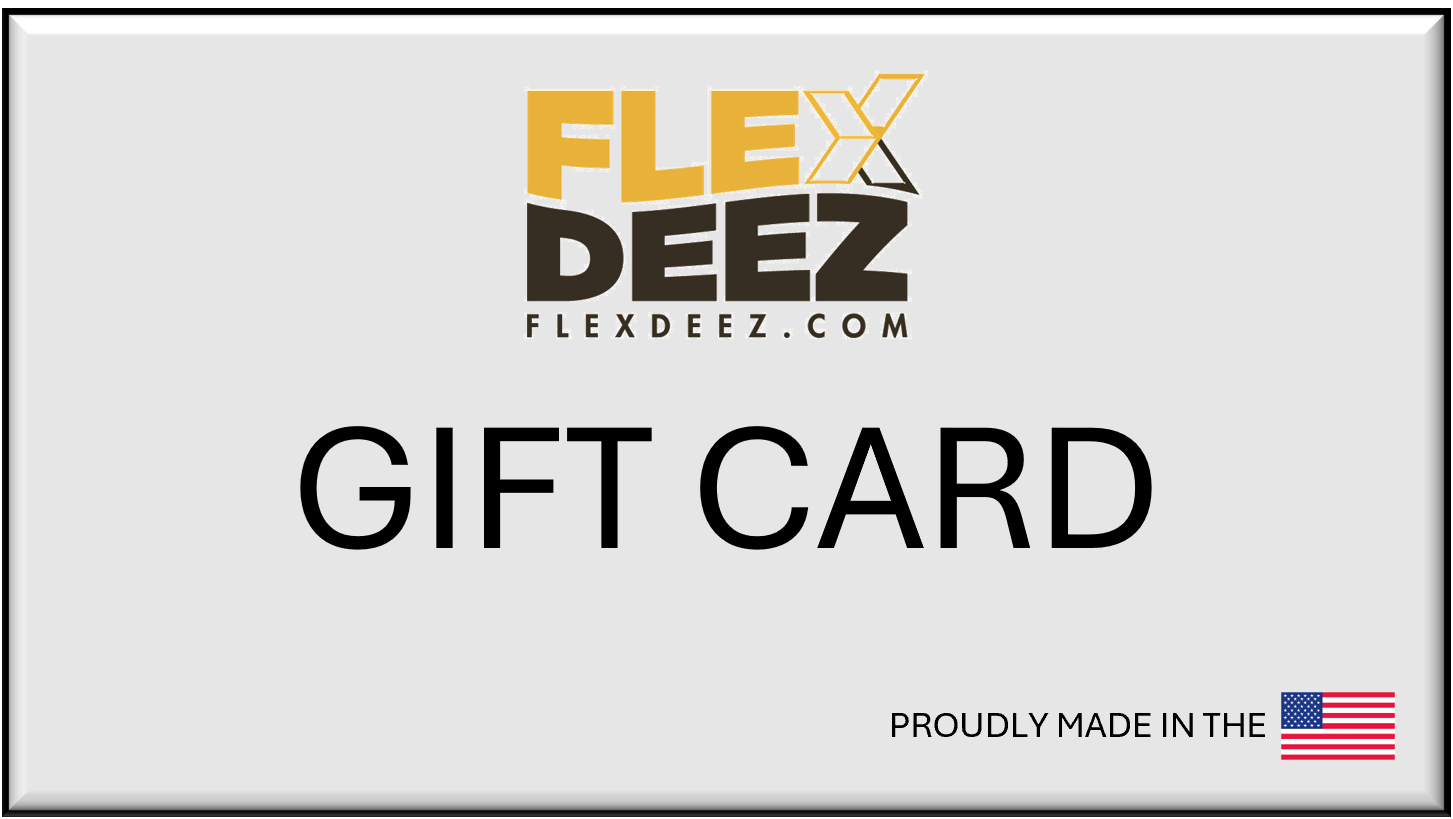 FlexDeez digital gift card with logo and Made in USA flag badge